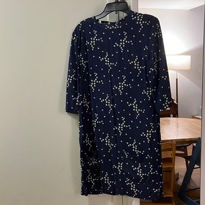 Equipment Femme Aubrey Navy Star Print Silk Shift Dress XS